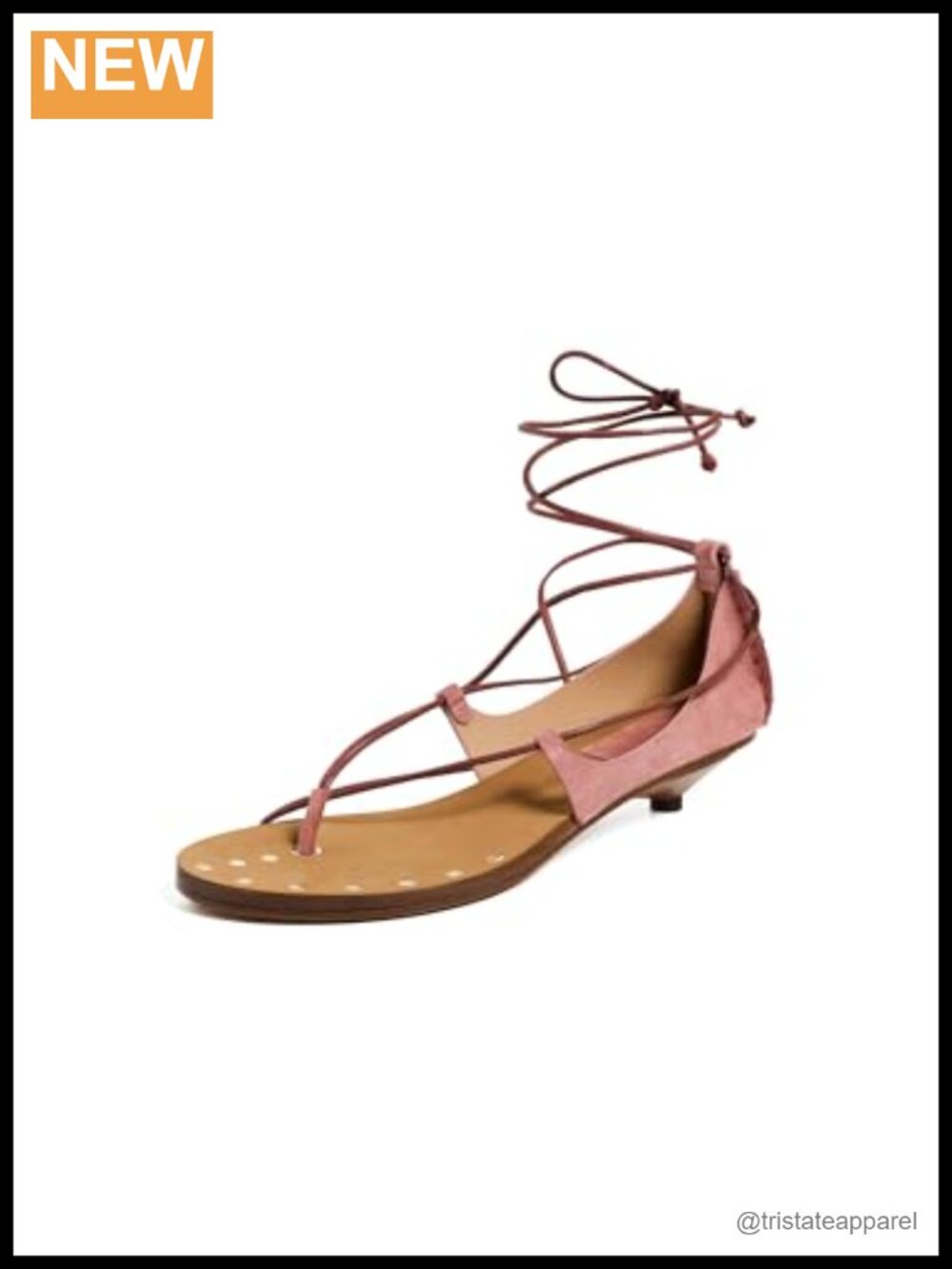 Kitten Heel Lace Up Suede Sandals Ankle Strap Studded